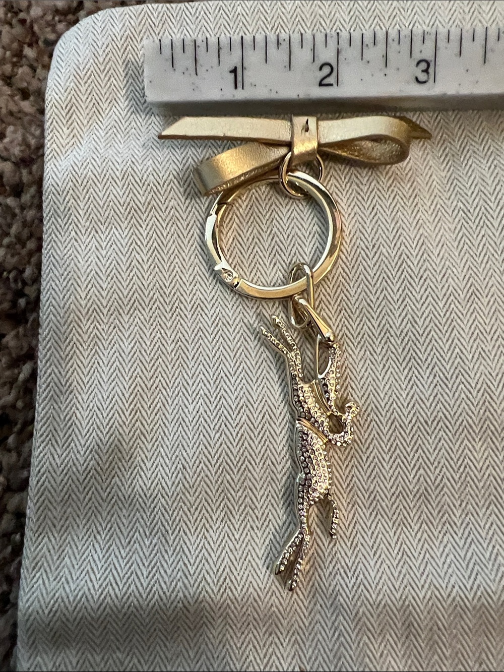 Gold-tone Running Deer Keychain with Bow Accent - Picture 9 of 9